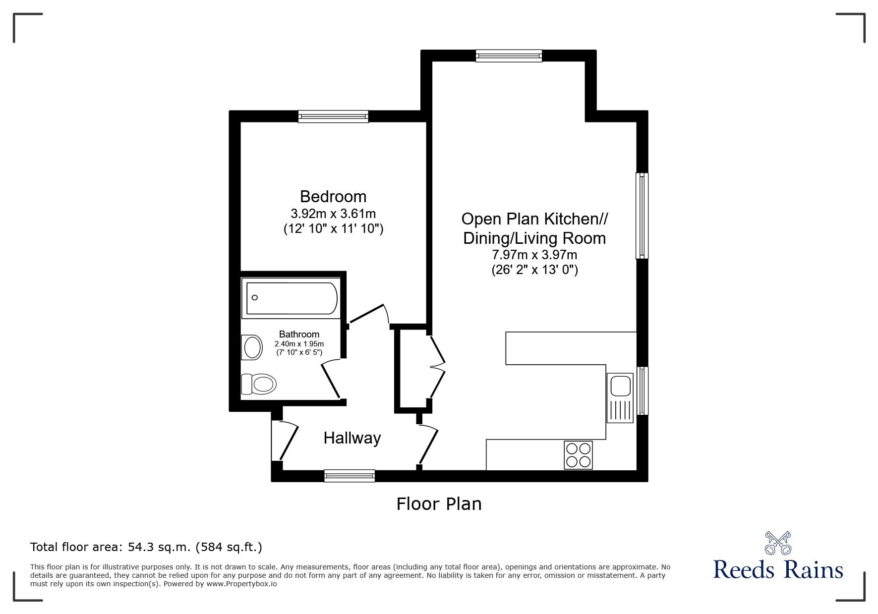 Floorplan of 1 bedroom Flat for sale, Paper Mill Gardens, Portishead, Bristol, BS20