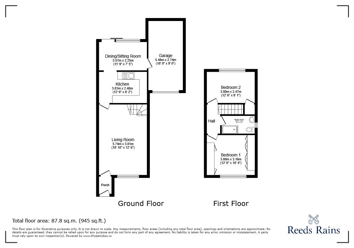Floorplan of 2 bedroom Semi Detached House for sale, Oakley, Clevedon, North Somerset, BS21