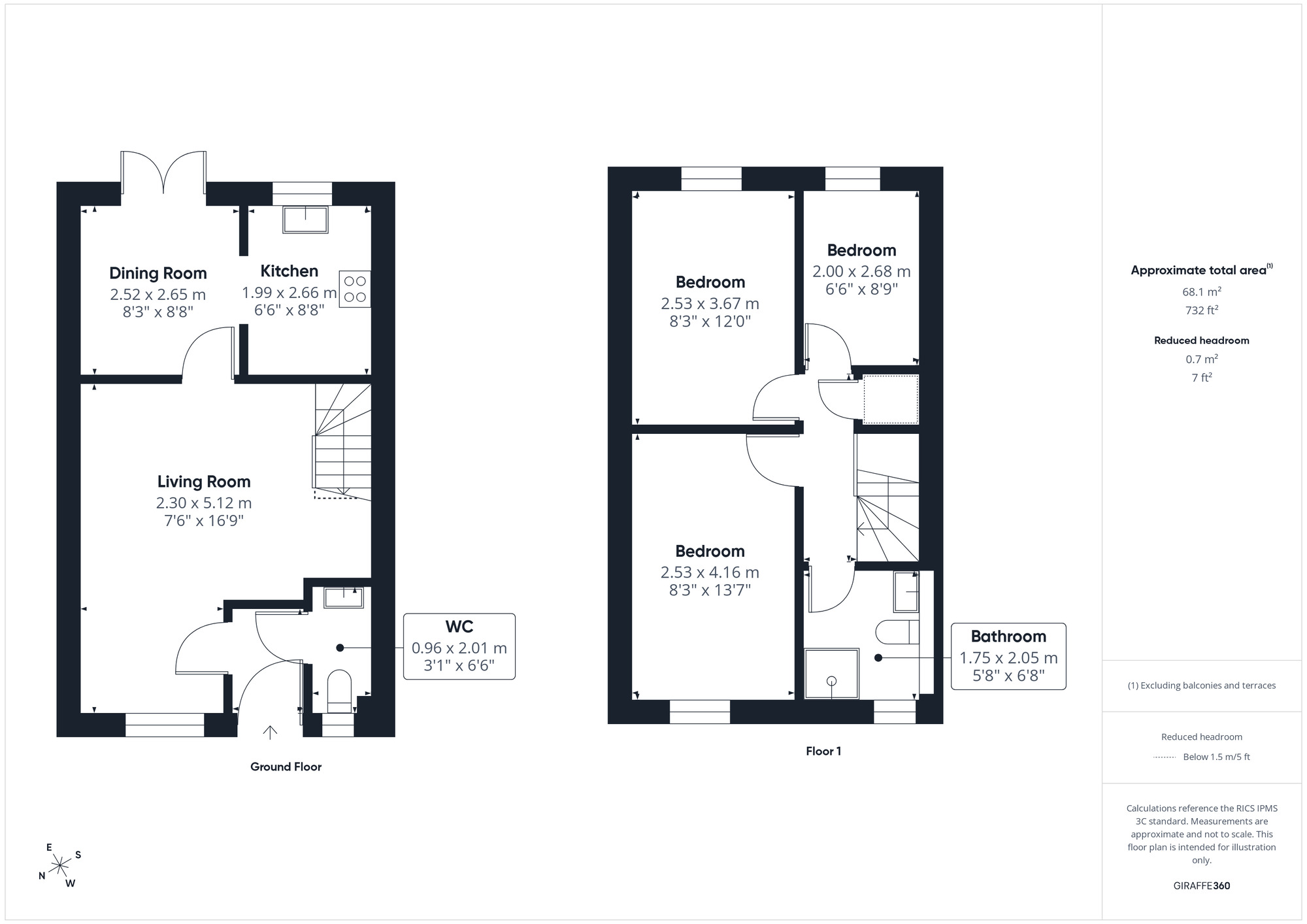 Floorplan of 3 bedroom Mid Terrace House for sale, Seville Court, Seville Road, Bristol, BS20
