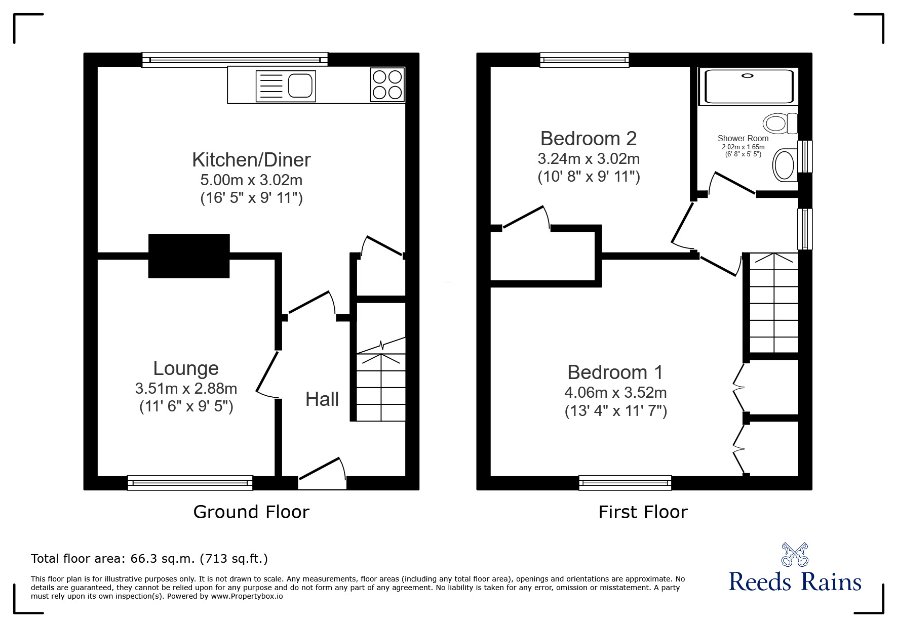 Floorplan of 2 bedroom End Terrace House for sale, Underwood Road, Portishead, Bristol, BS20
