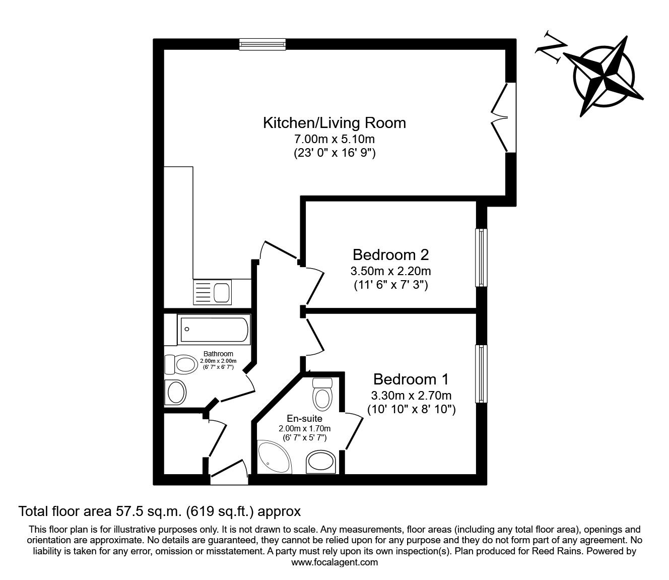 Floorplan of 2 bedroom Flat to rent, Kenneth Close, Prescot, Merseyside, L34