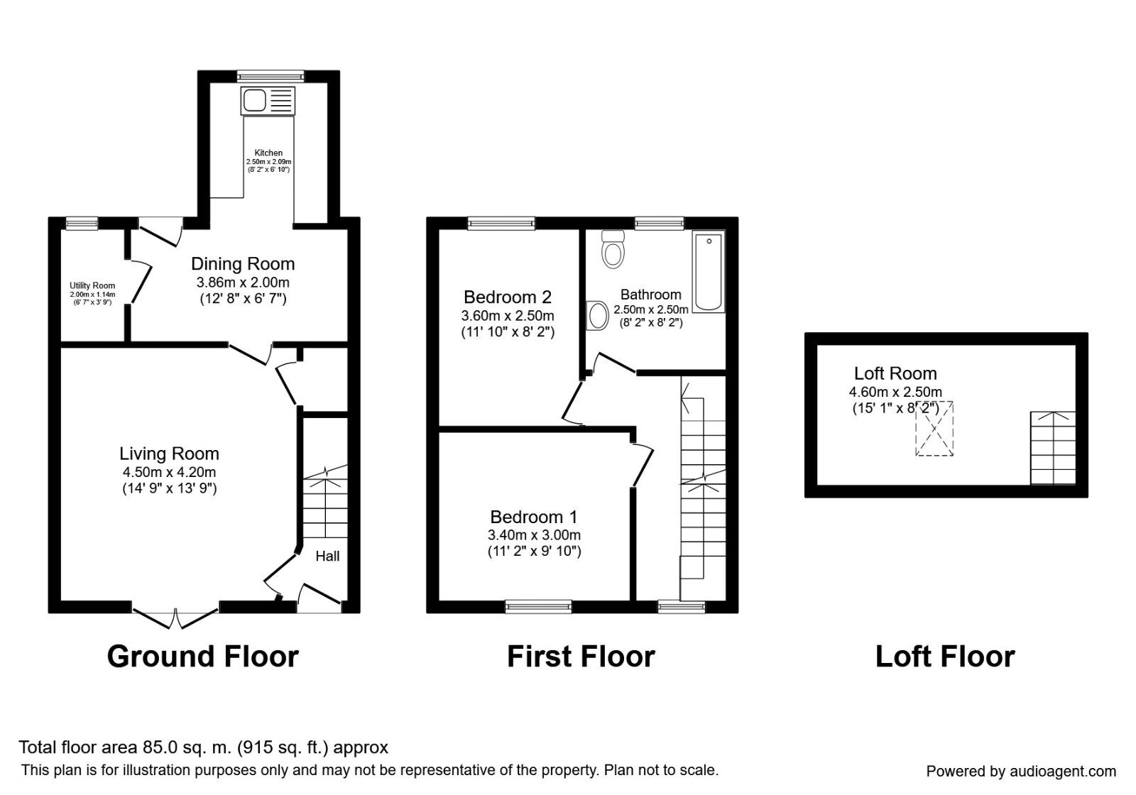 Floorplan of 2 bedroom Mid Terrace House for sale, Cronton Avenue, Whiston, Merseyside, L35