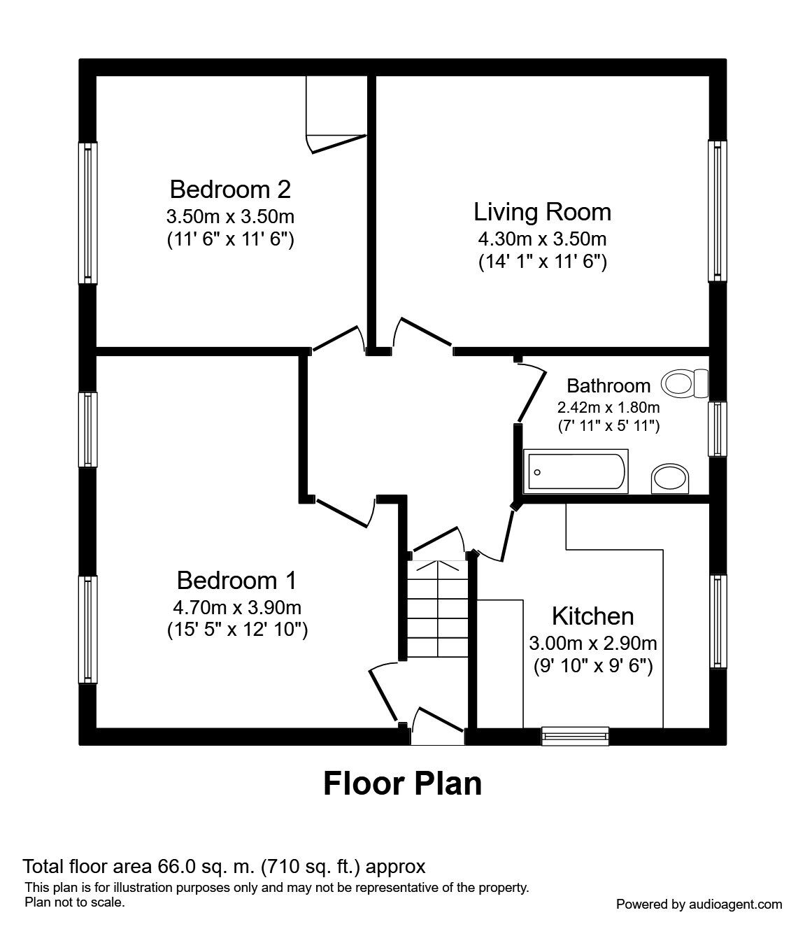 Floorplan of 2 bedroom  Flat to rent, Elizabeth Road, Huyton, Liverpool, L36