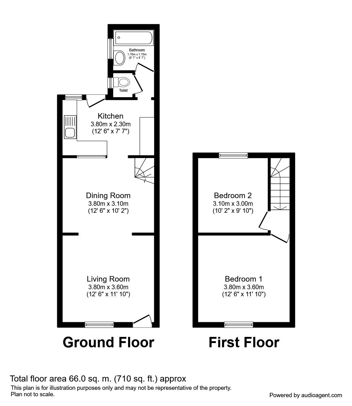 Floorplan of 2 bedroom Mid Terrace House to rent, Hope Street, Prescot, Merseyside, L34