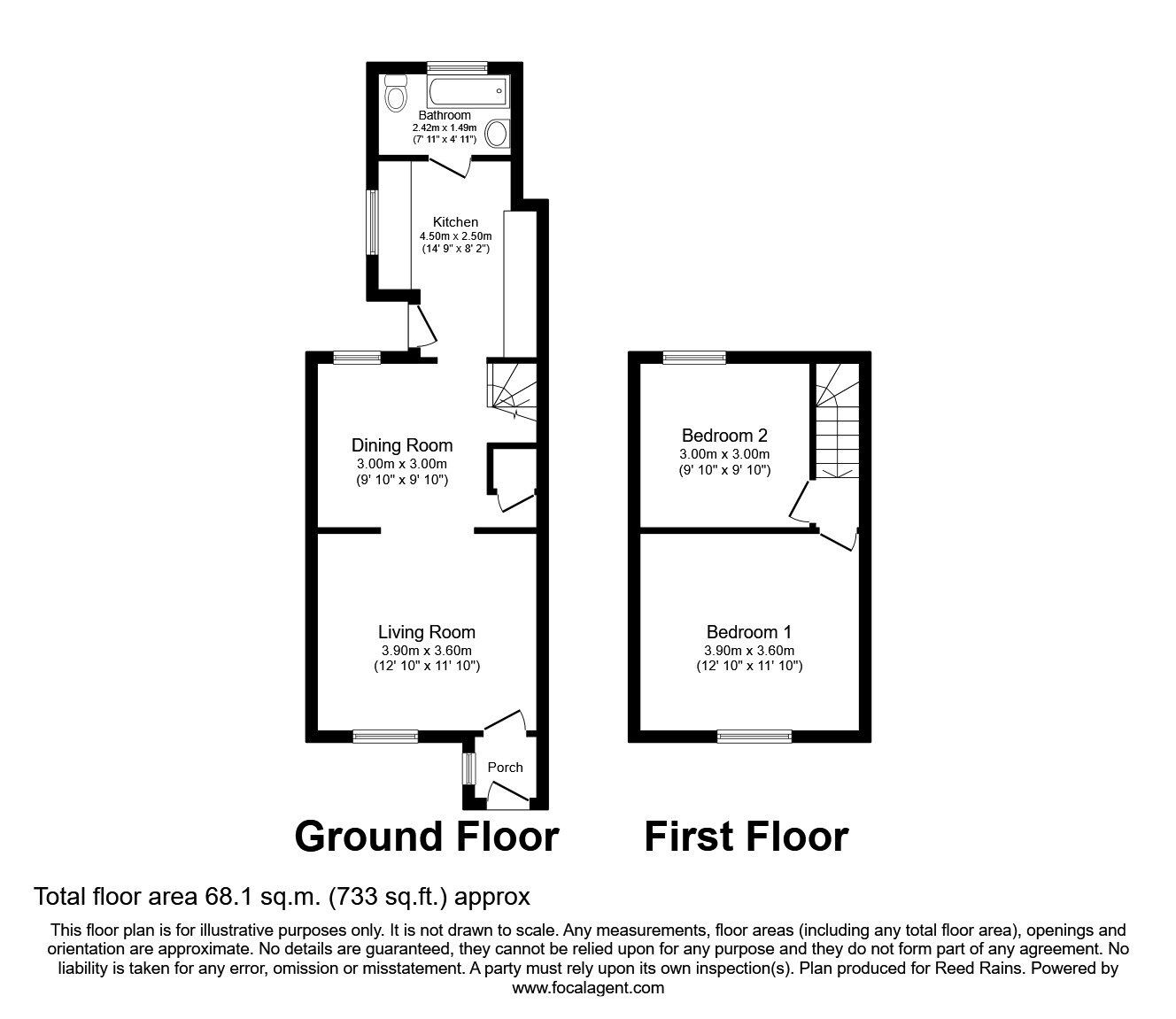 Floorplan of 2 bedroom Mid Terrace House to rent, Albany Road, Prescot, Merseyside, L34