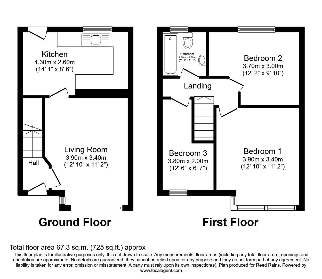 Floorplan of 3 bedroom Mid Terrace House to rent, Chatsworth Road, Rainhill, Merseyside, L35