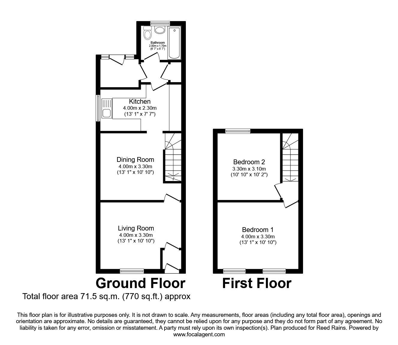 Floorplan of 2 bedroom Mid Terrace House to rent, New Road, Eccleston Lane Ends, Merseyside, L34