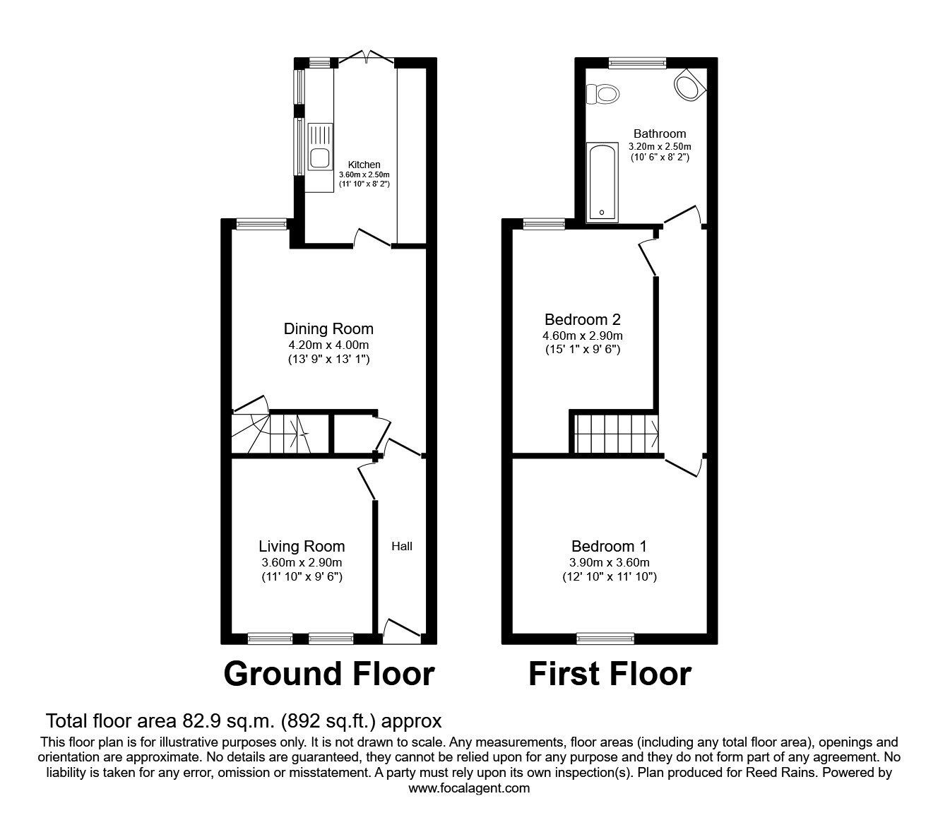 Floorplan of 2 bedroom Mid Terrace House to rent, Victoria Terrace, Rainhill, Merseyside, L35