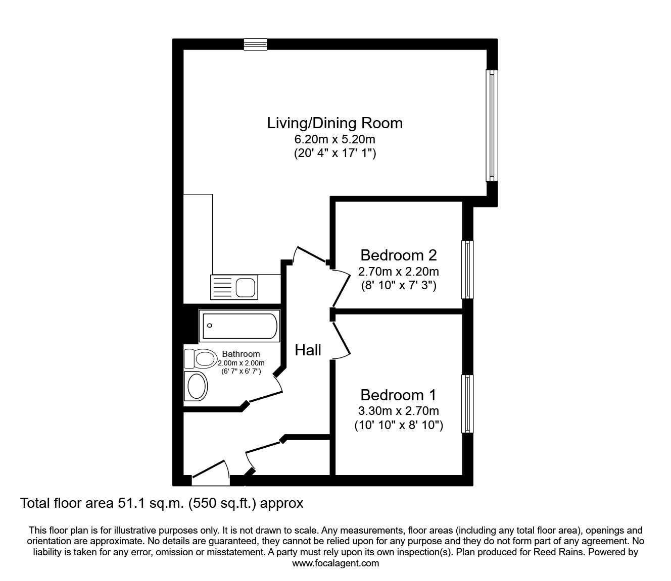 Floorplan of 2 bedroom Flat to rent, Kenneth Close, Prescot, Merseyside, L34