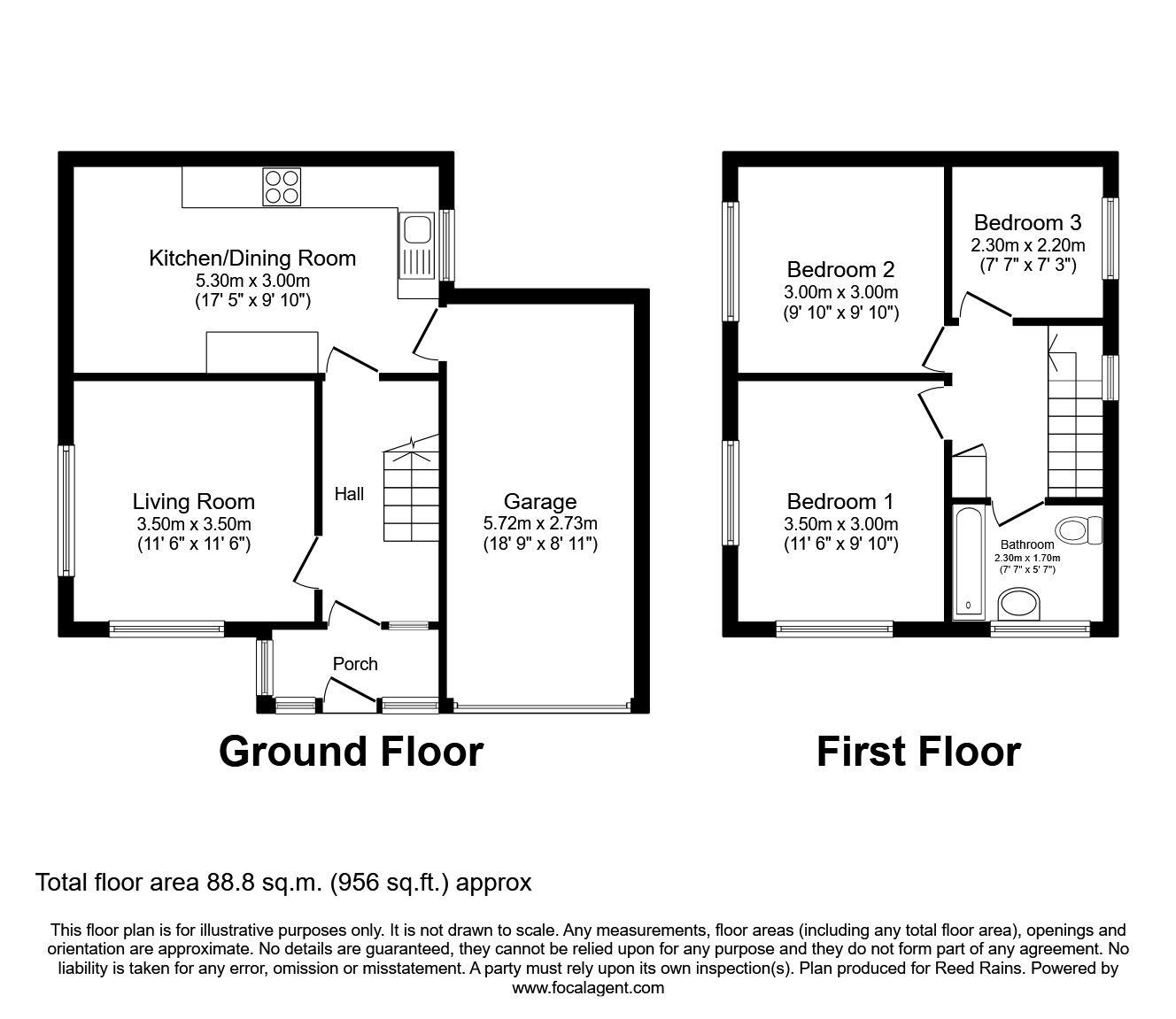 Floorplan of 3 bedroom Semi Detached House to rent, Fawley Road, Rainhill, Merseyside, L35