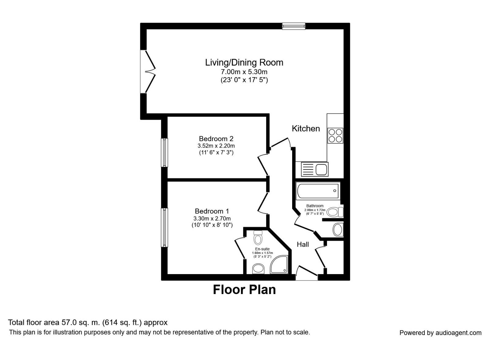 Floorplan of 2 bedroom  Flat to rent, Kenneth Close, Prescot, Merseyside, L34