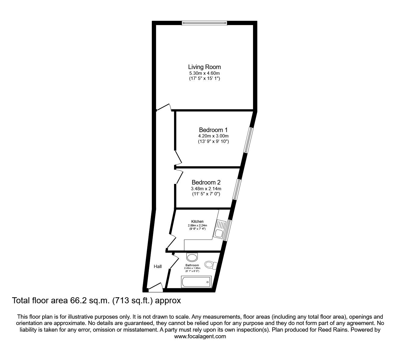 Floorplan of 2 bedroom  Flat to rent, Eccleston Street, Prescot, Merseyside, L34