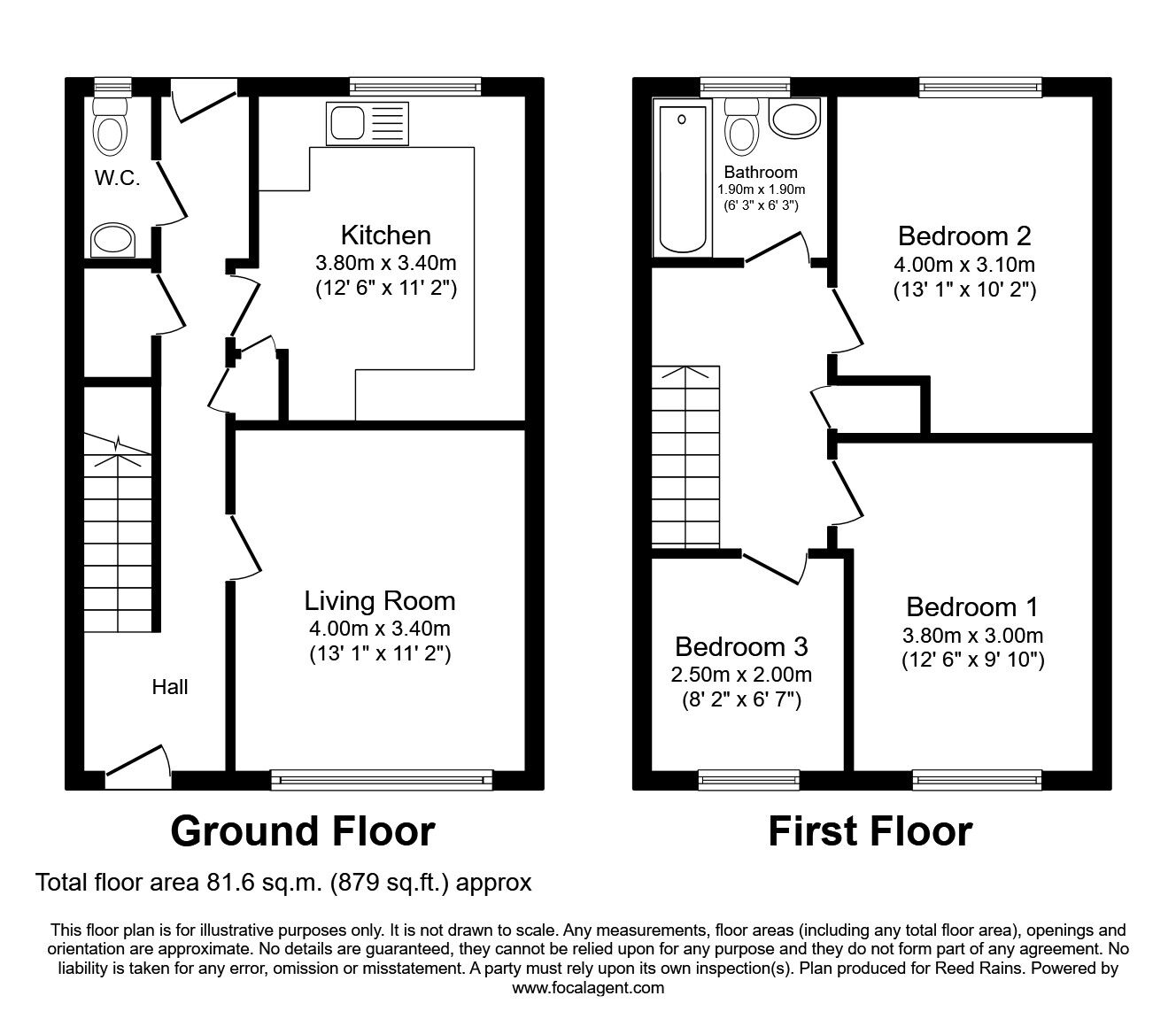 Floorplan of 3 bedroom Mid Terrace House for sale, Ropers Bridge Close, Whiston, Merseyside, L35