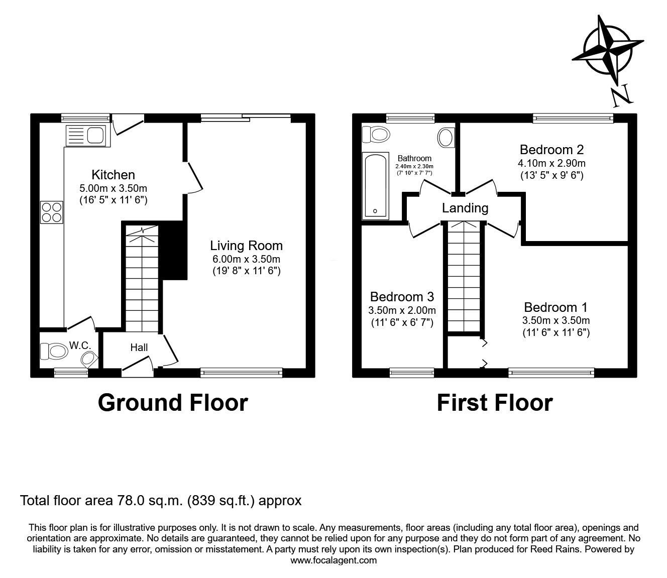 Floorplan of 3 bedroom Mid Terrace House for sale, Coronation Drive, Prescot, Merseyside, L35