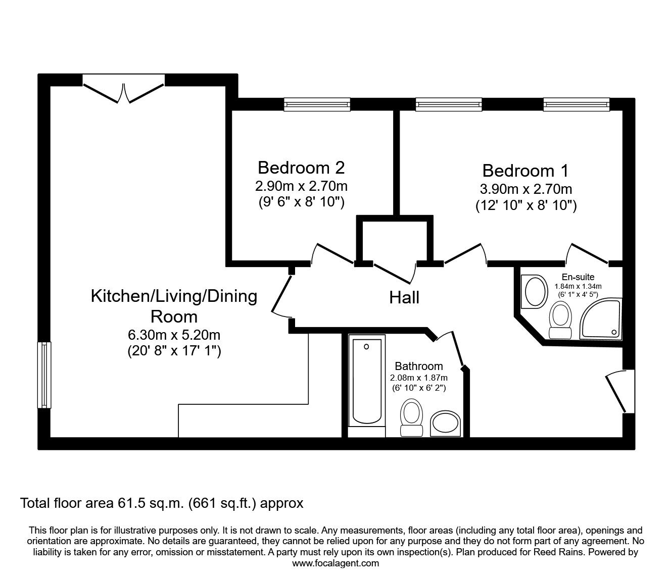 Floorplan of 2 bedroom  Flat to rent, Miller Court, Kenneth Close, Prescot, Merseyside, L34