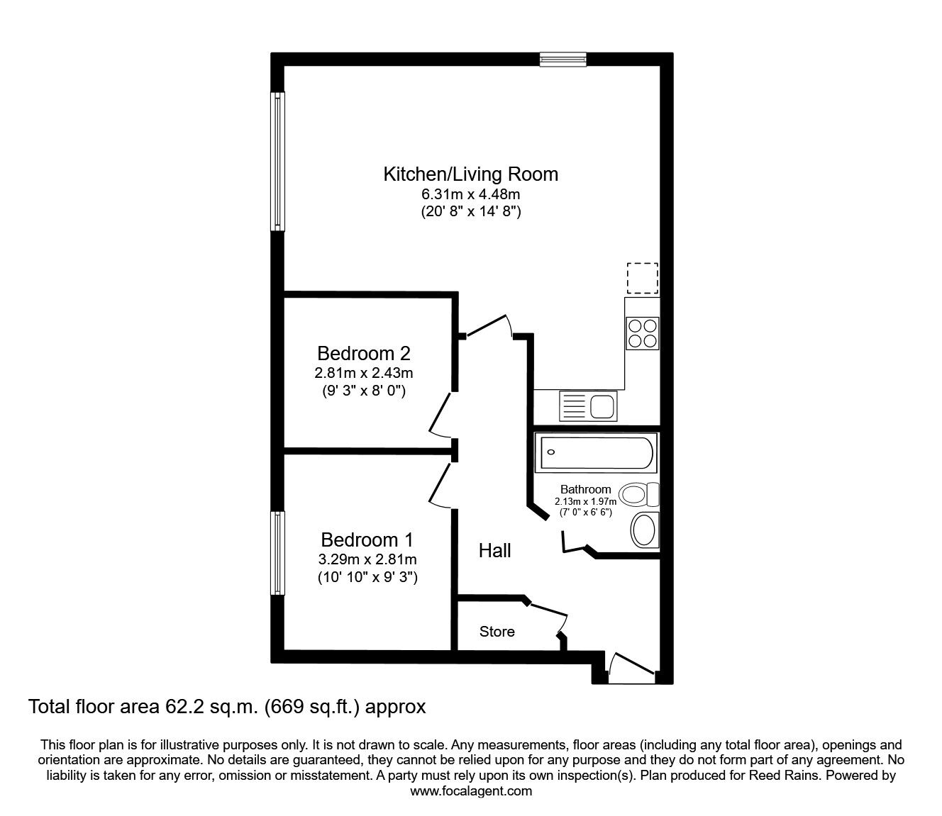 Floorplan of 2 bedroom  Flat to rent, Speakman Way, Prescot, Merseyside, L34