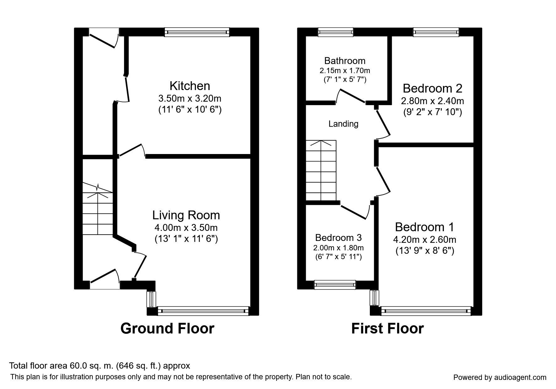 Floorplan of 3 bedroom Mid Terrace House to rent, Norcliffe Road, Rainhill, Merseyside, L35
