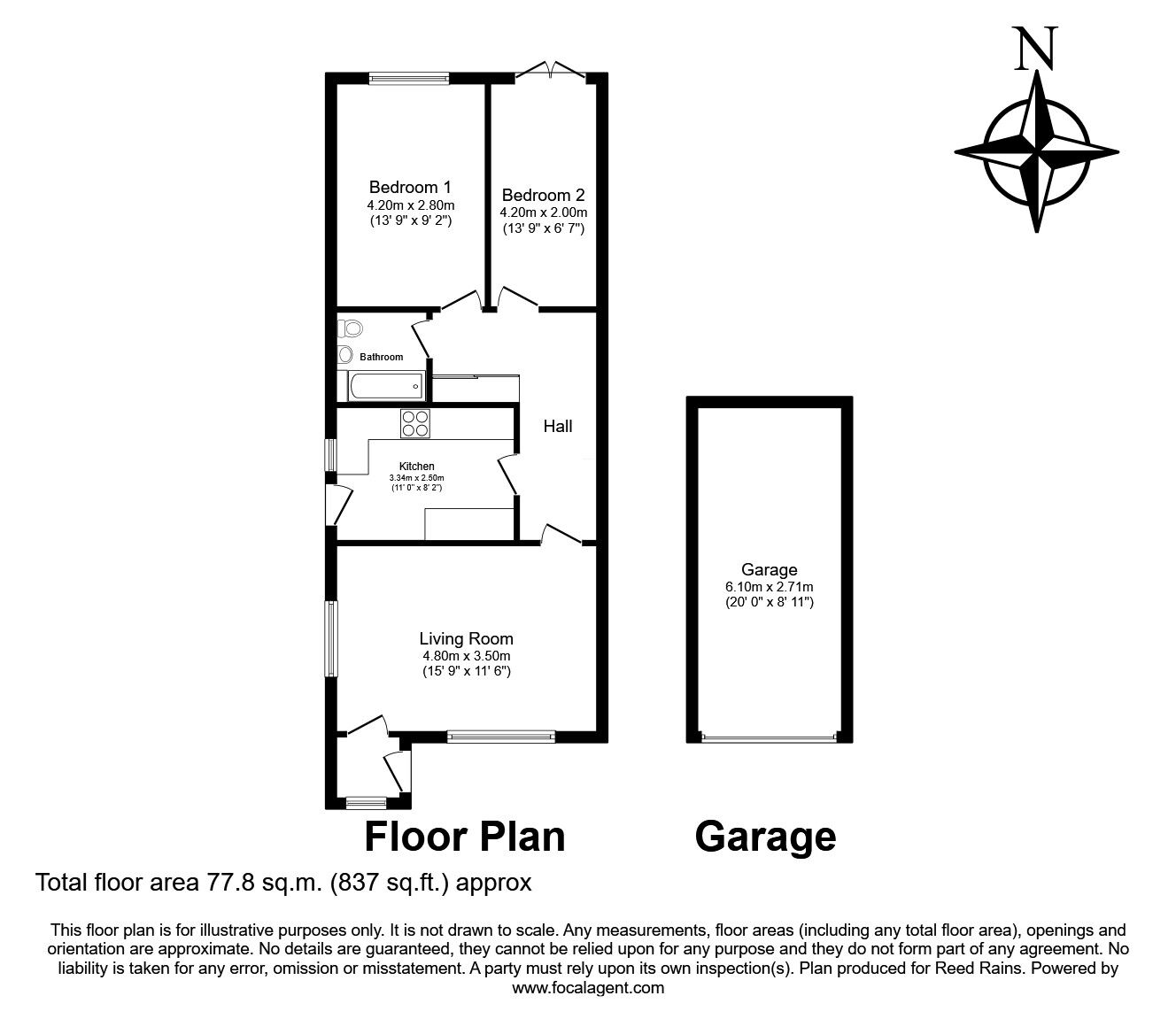 Floorplan of 2 bedroom Semi Detached Bungalow for sale, St. Helens Road, Eccleston Park, Merseyside, L34