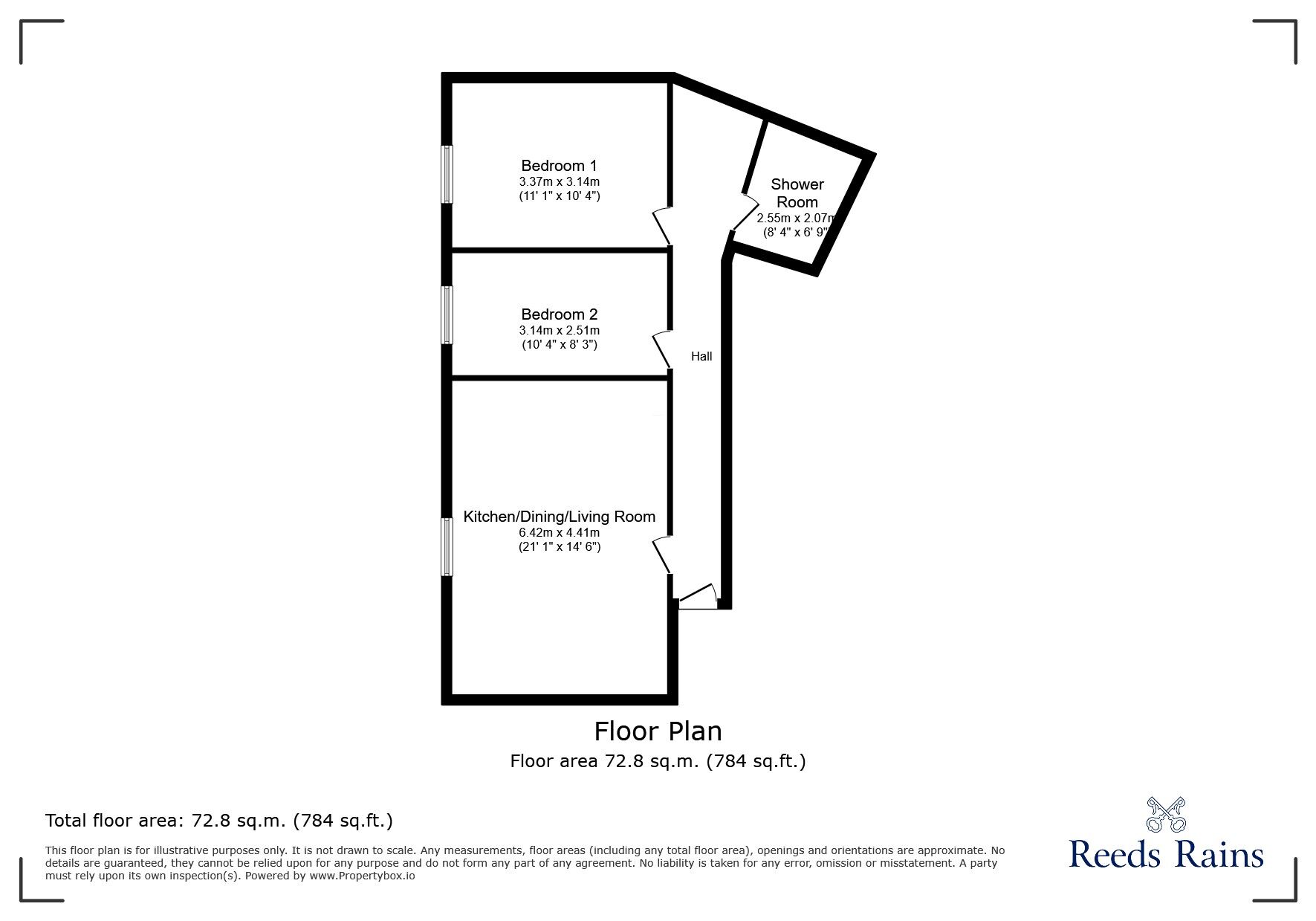 Floorplan of 2 bedroom Flat to rent, Eccleston Street, Prescot, Merseyside, L34