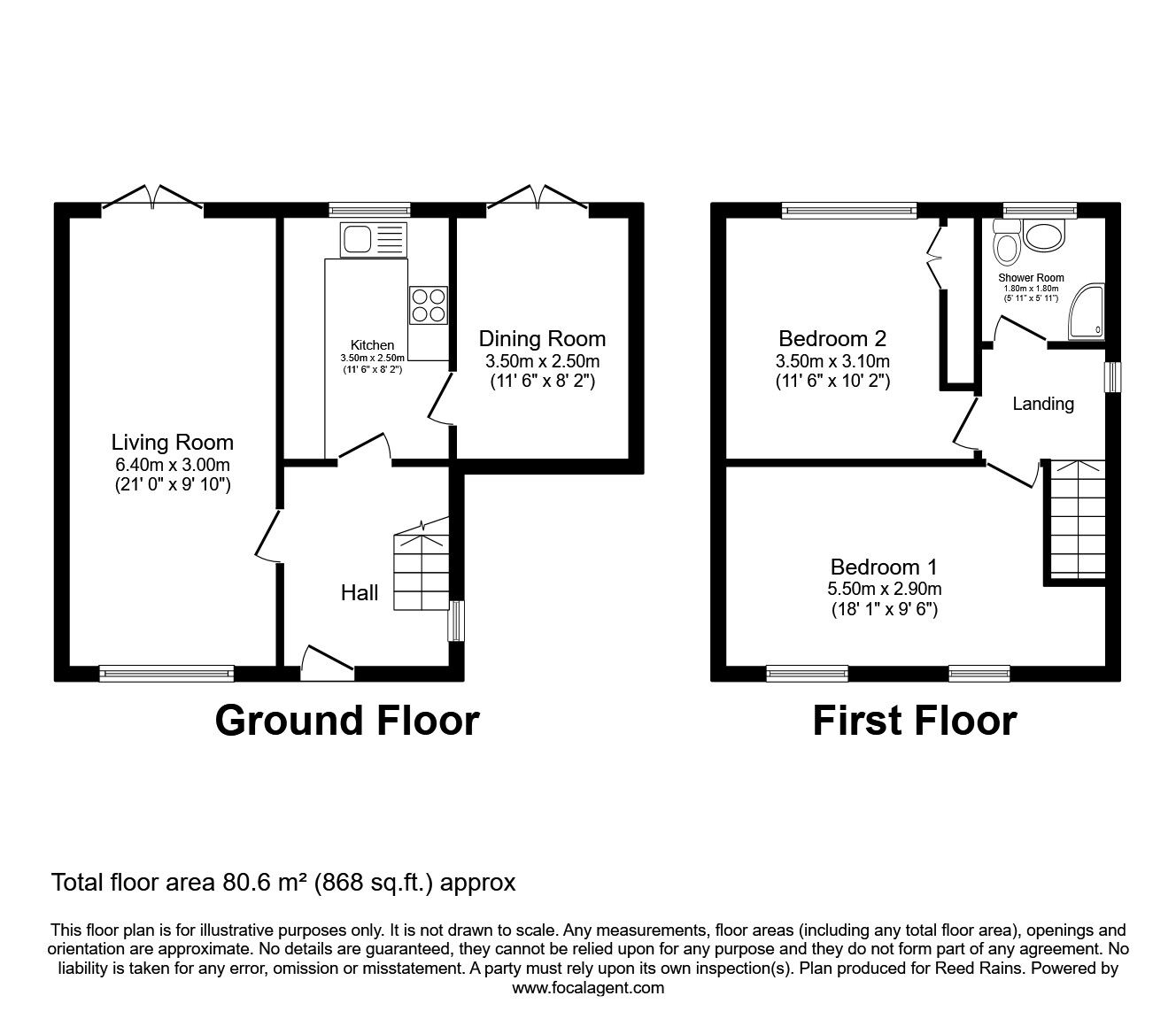 Floorplan of 2 bedroom Semi Detached House for sale, Poets Green, Whiston, Merseyside, L35