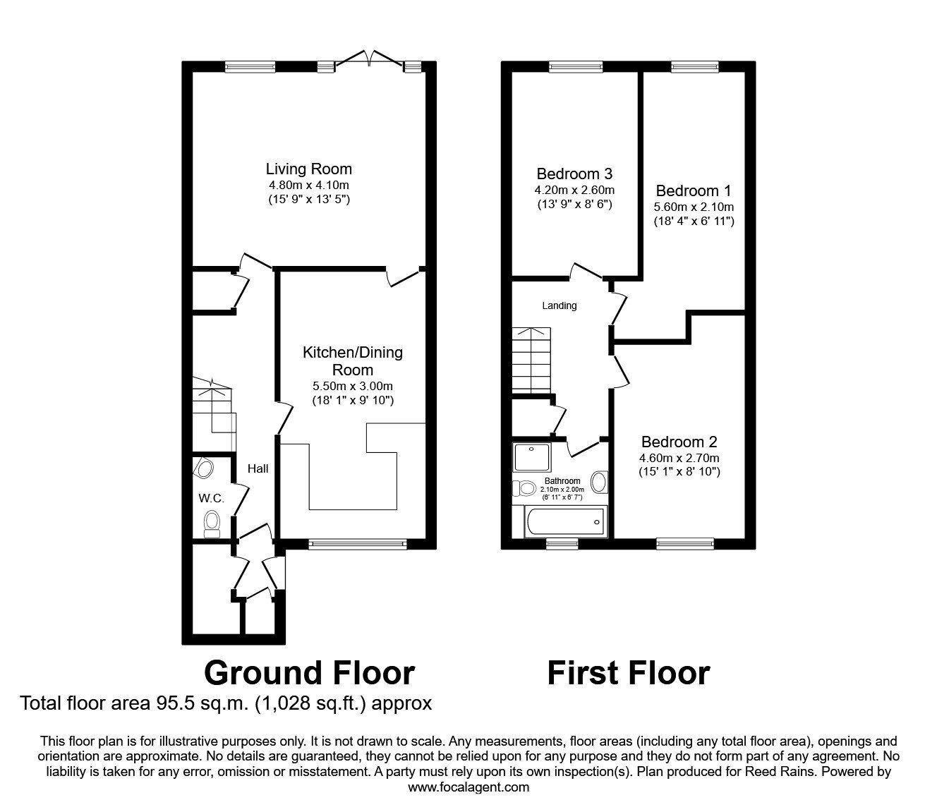 Floorplan of 3 bedroom Mid Terrace House for sale, Steward Court, Prescot, Merseyside, L35