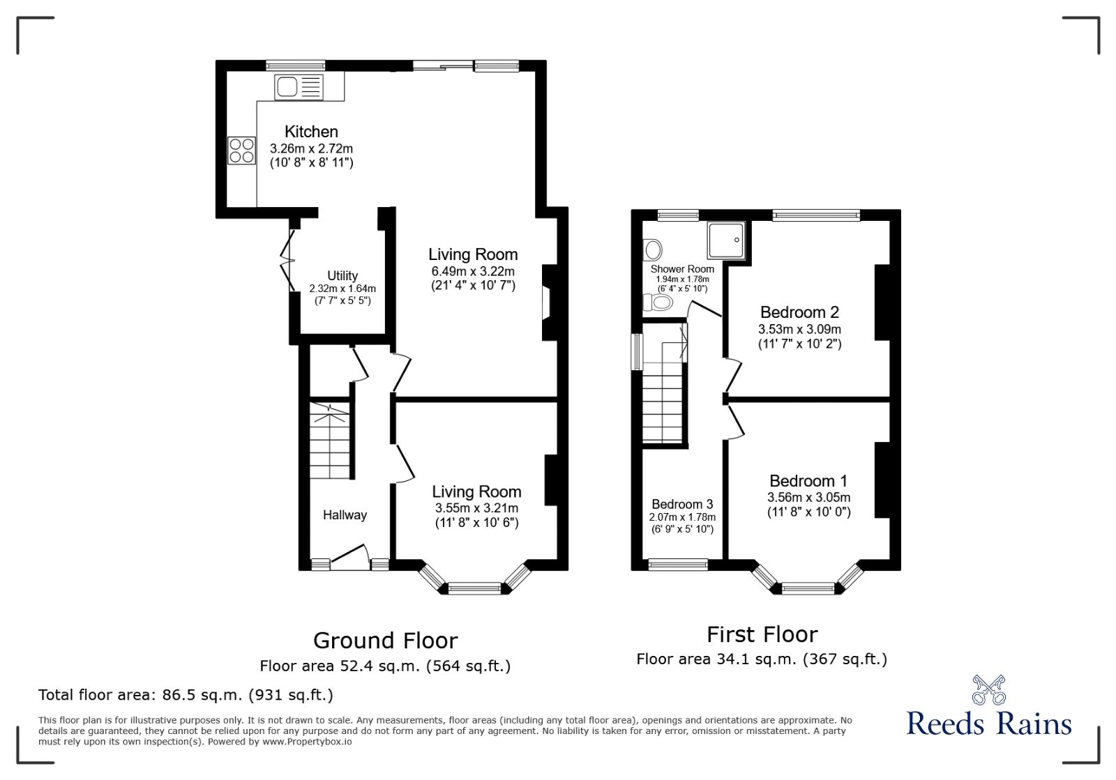 Floorplan of 3 bedroom Semi Detached House for sale, Rydal Avenue, Prescot, Merseyside, L34
