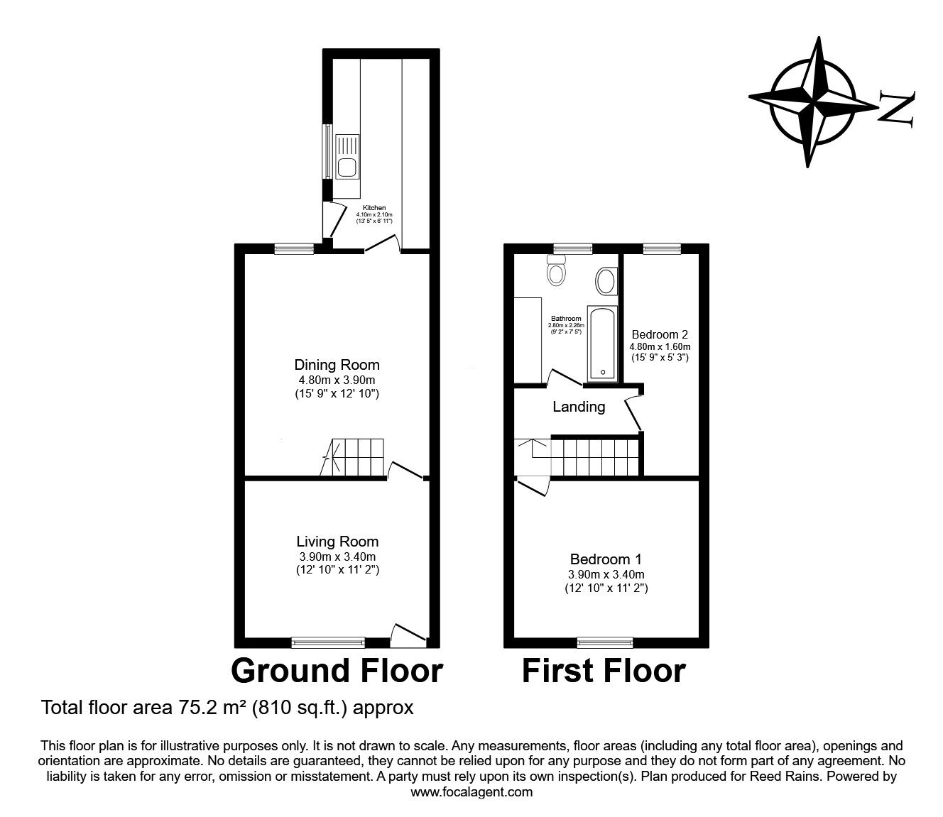 Floorplan of 2 bedroom Mid Terrace House to rent, Rainhill Road, Rainhill, Merseyside, L35