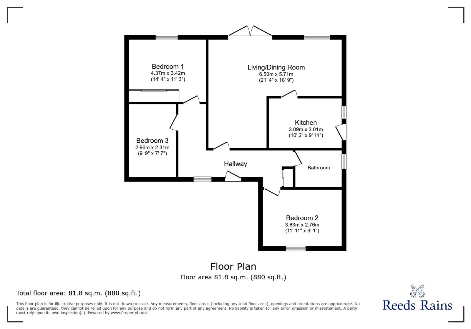 Floorplan of 3 bedroom Detached Bungalow for sale, The Meadows, Rainhill, Merseyside, L35