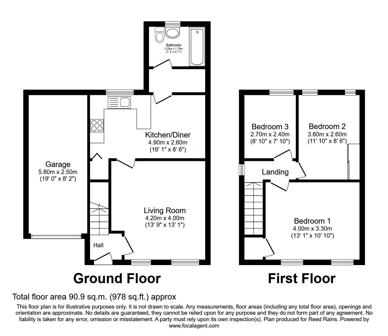 Floorplan of 3 bedroom End Terrace House for sale, Lathum Close, Prescot, Merseyside, L35