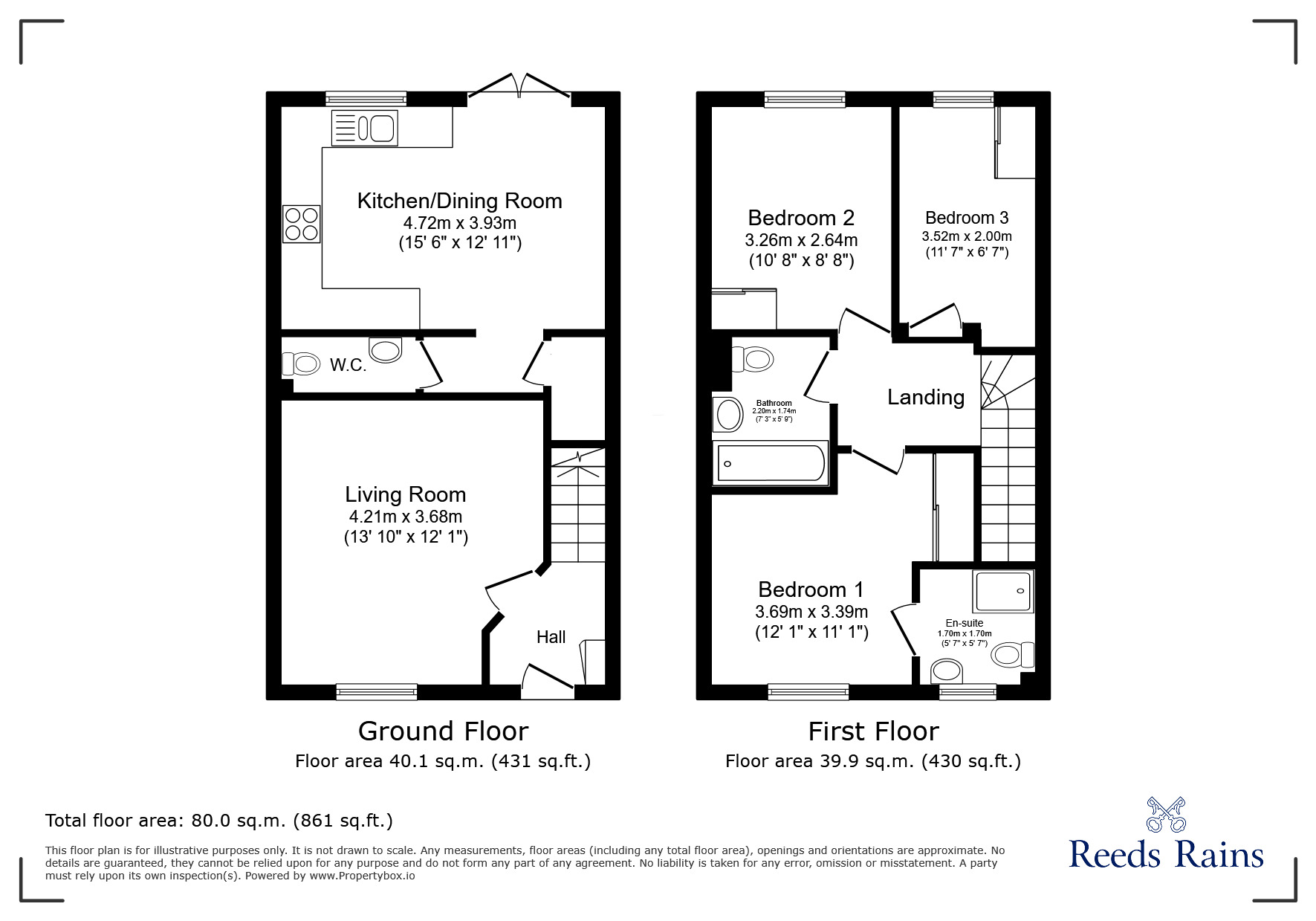Floorplan of 3 bedroom Semi Detached House to rent, Halsnead Hall Close, Whiston, Merseyside, L35