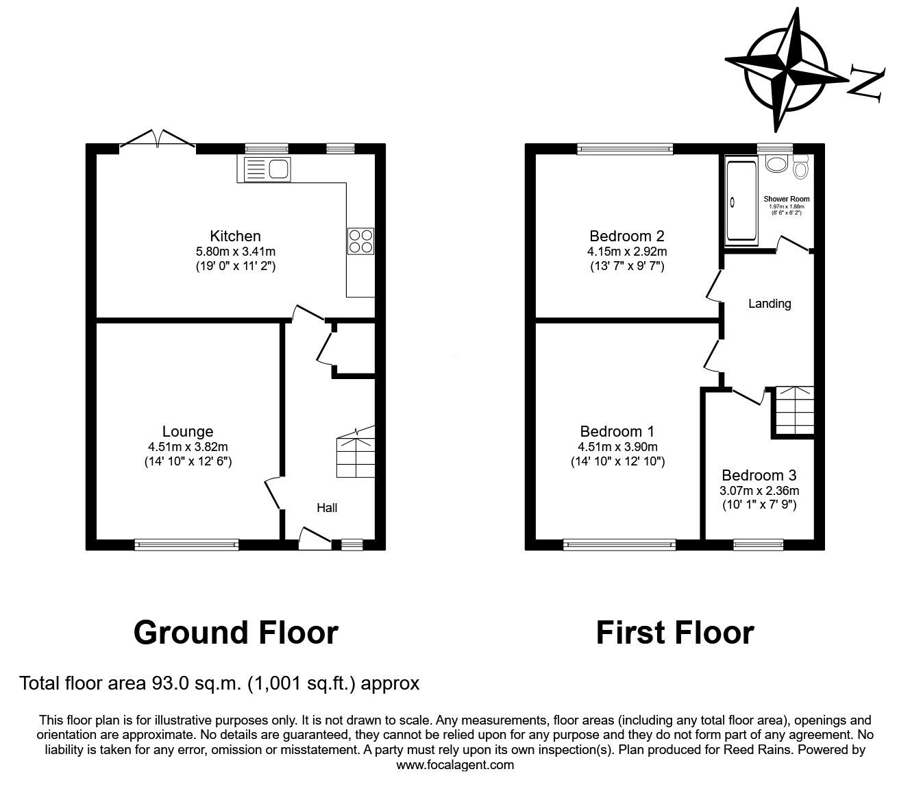 Floorplan of 3 bedroom Mid Terrace House to rent, Fisher Avenue, Whiston, Merseyside, L35