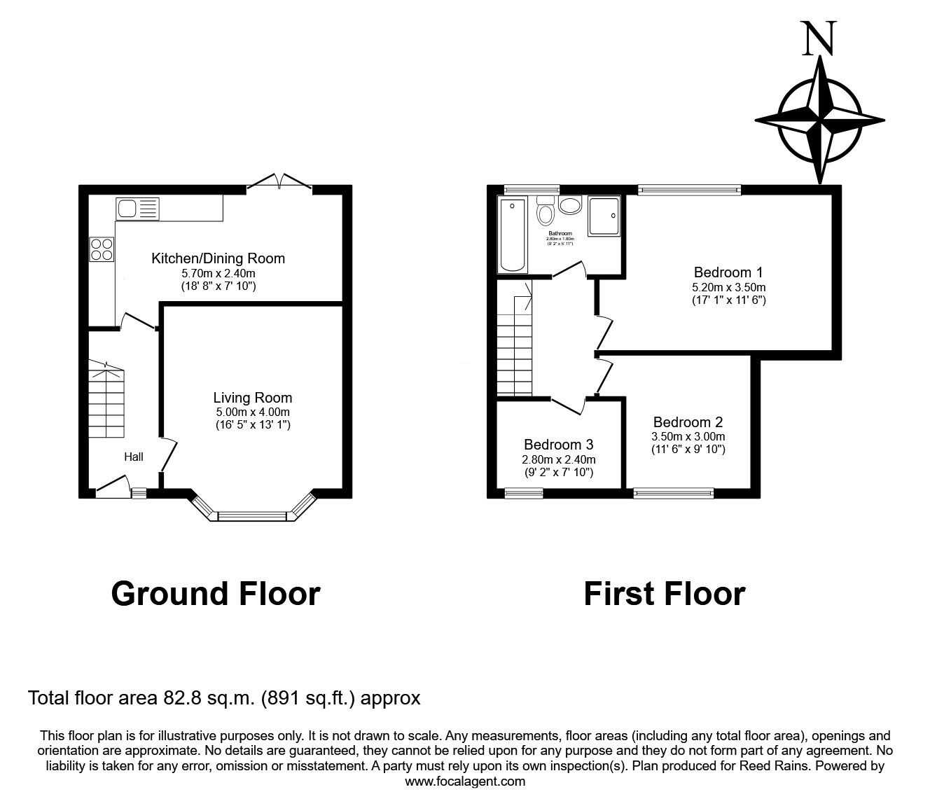 Floorplan of 3 bedroom Mid Terrace House for sale, King Edward Close, Rainhill, Merseyside, L35