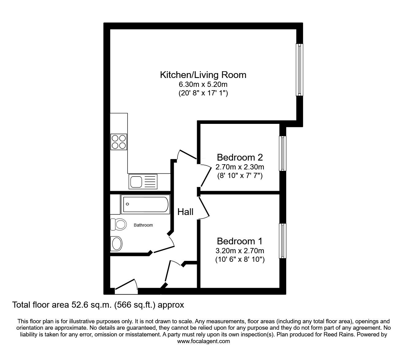 Floorplan of 2 bedroom  Flat for sale, Speakman Way, Prescot, Merseyside, L34
