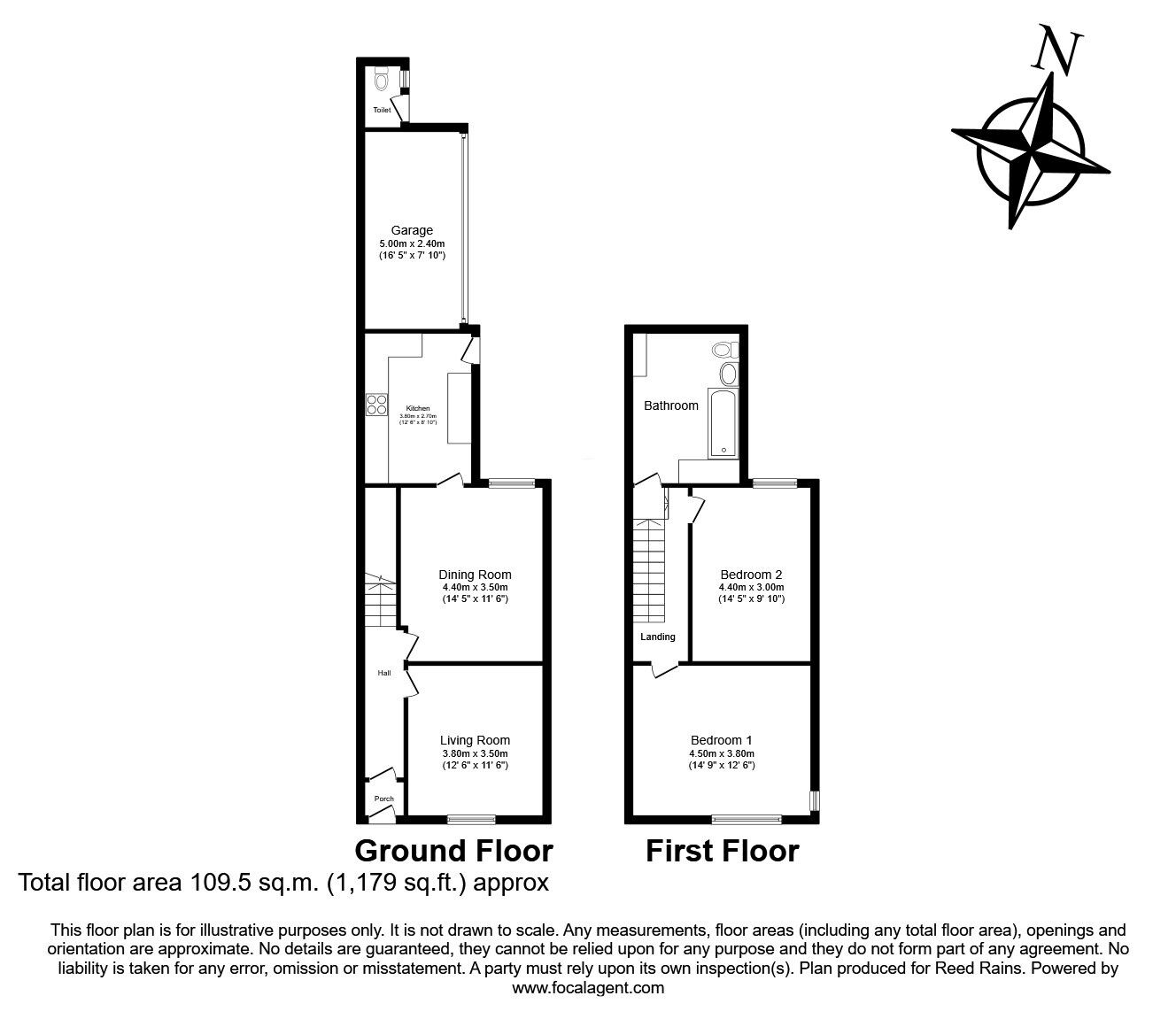 Floorplan of 2 bedroom End Terrace House for sale, Ellaby Road, Rainhill, Merseyside, L35
