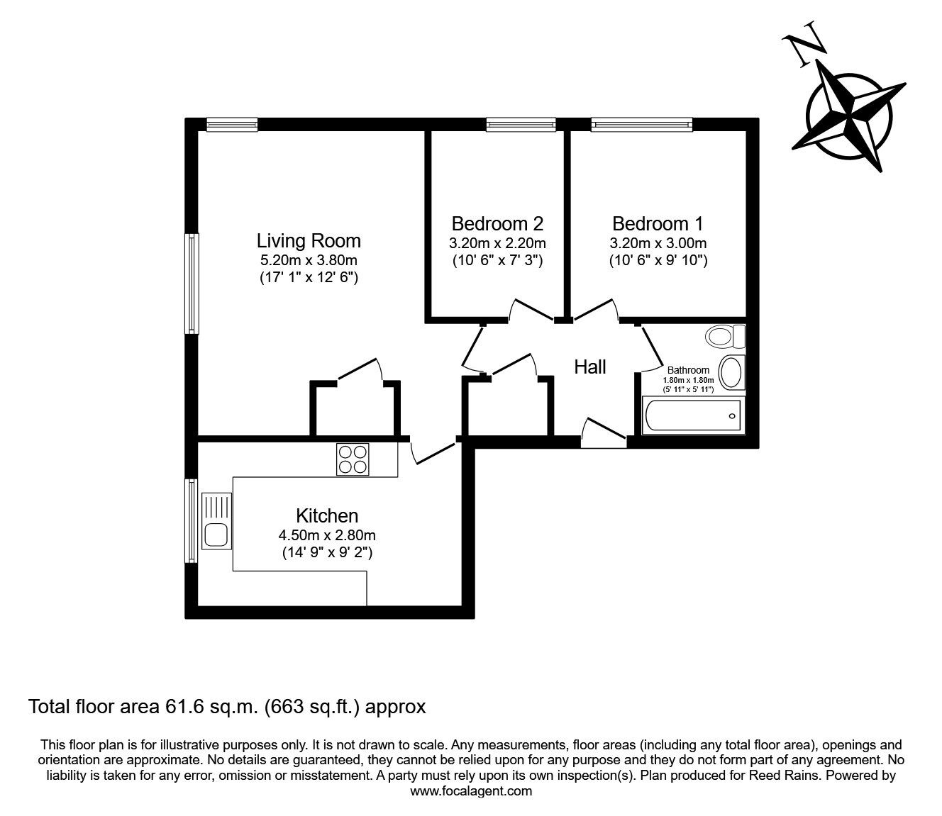 Floorplan of 2 bedroom  Flat for sale, Portico Court, Prescot, Merseyside, L35