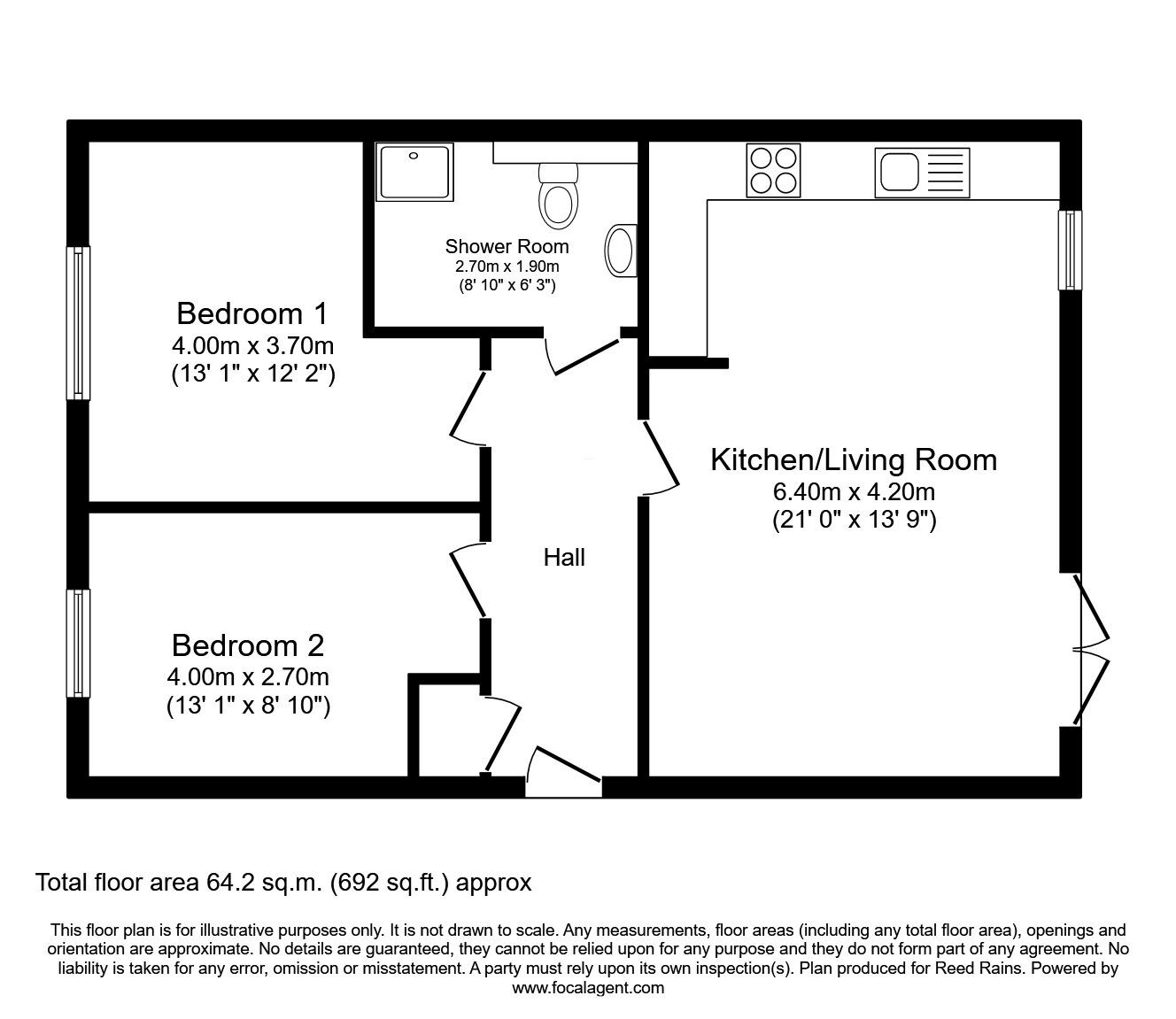 Floorplan of 2 bedroom Semi Detached Bungalow for sale, Bookbinders Lane, Prescot, Merseyside, L34