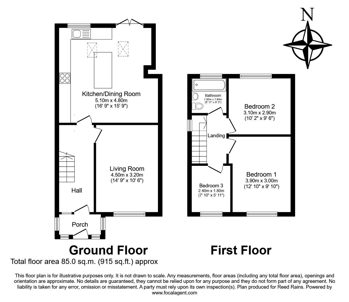 Floorplan of 3 bedroom Semi Detached House for sale, Two Butt Lane, Rainhill, Merseyside, L35
