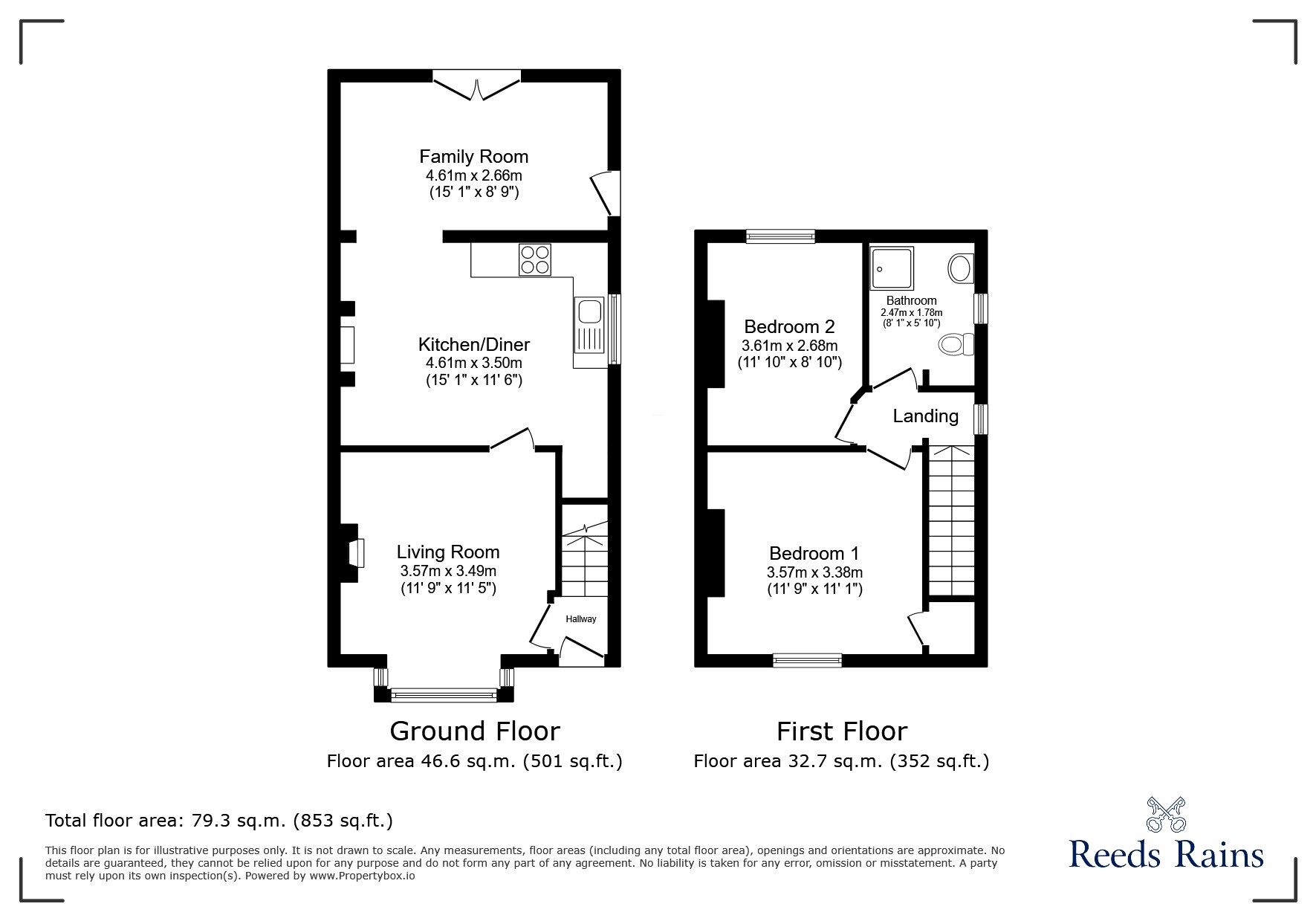 Floorplan of 2 bedroom Semi Detached House to rent, Scotchbarn Lane, Prescot, Merseyside, L35