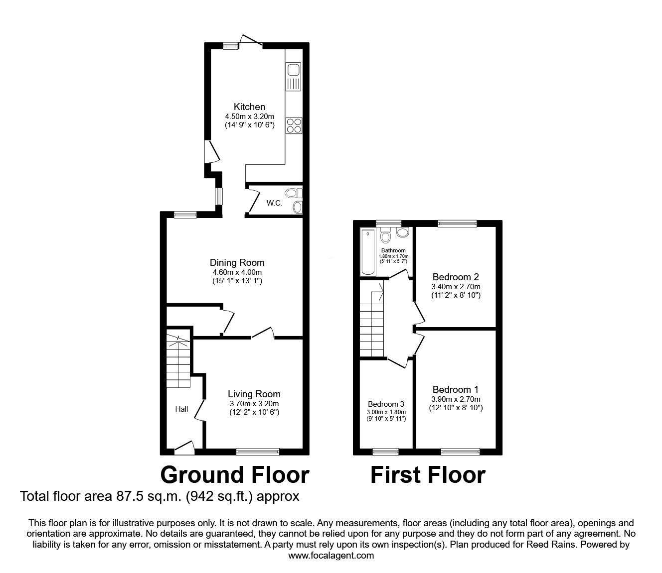 Floorplan of 3 bedroom Mid Terrace House for sale, Stapleton Road, Rainhill, Merseyside, L35