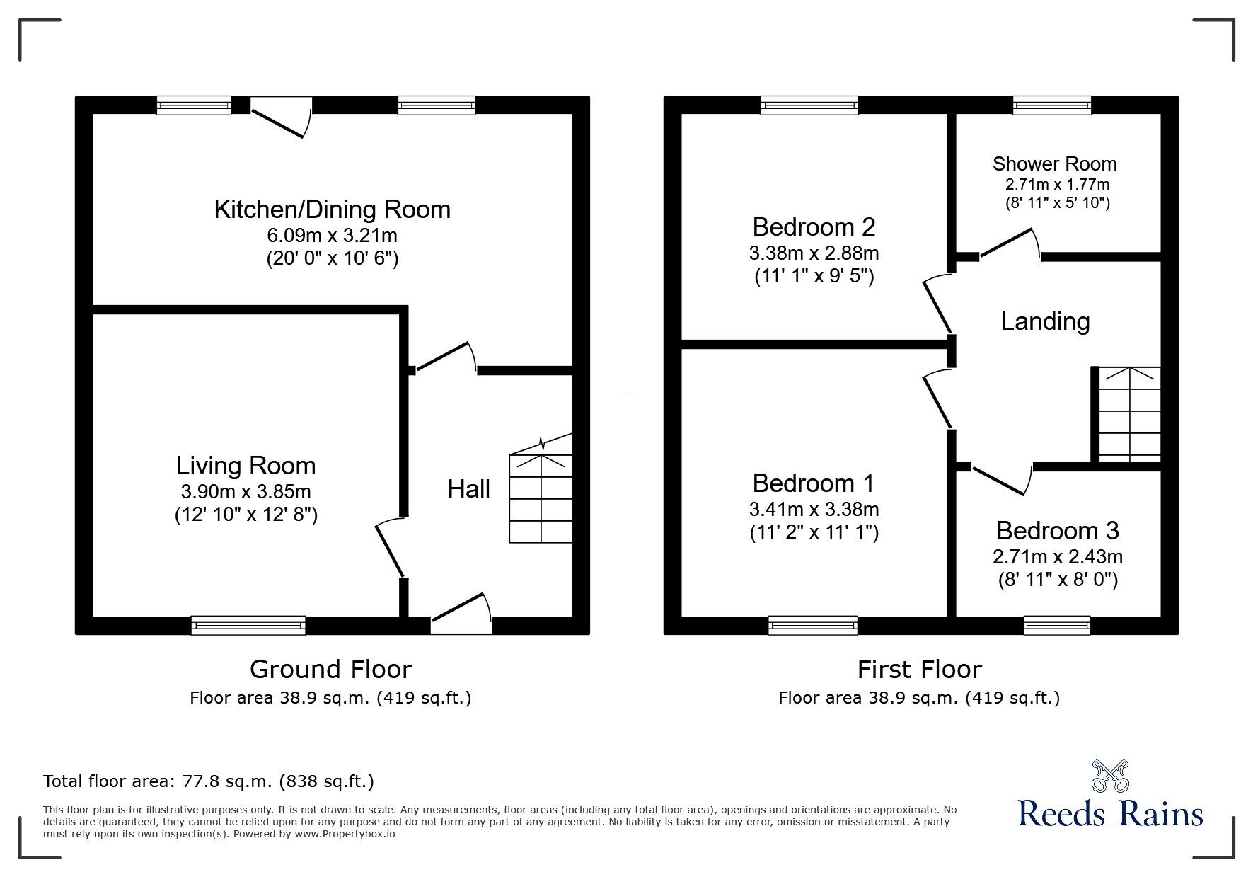 Floorplan of 3 bedroom Mid Terrace House to rent, King Edward Close, Rainhill, Merseyside, L35