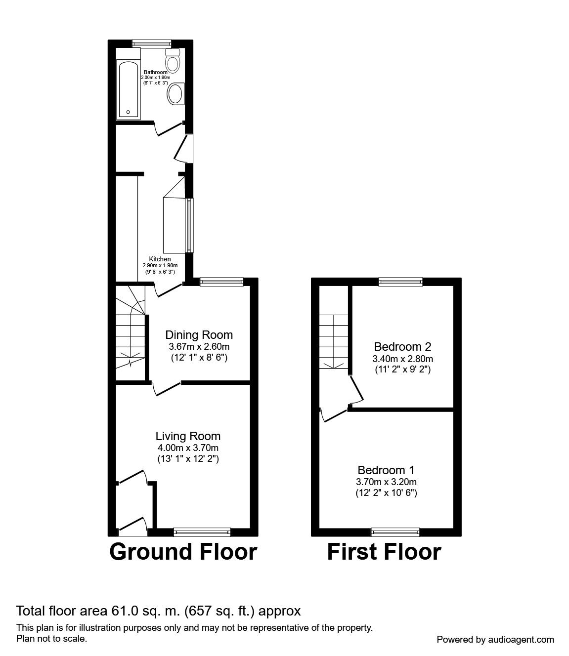 Floorplan of 2 bedroom Mid Terrace House to rent, Sewell Street, Prescot, Merseyside, L34