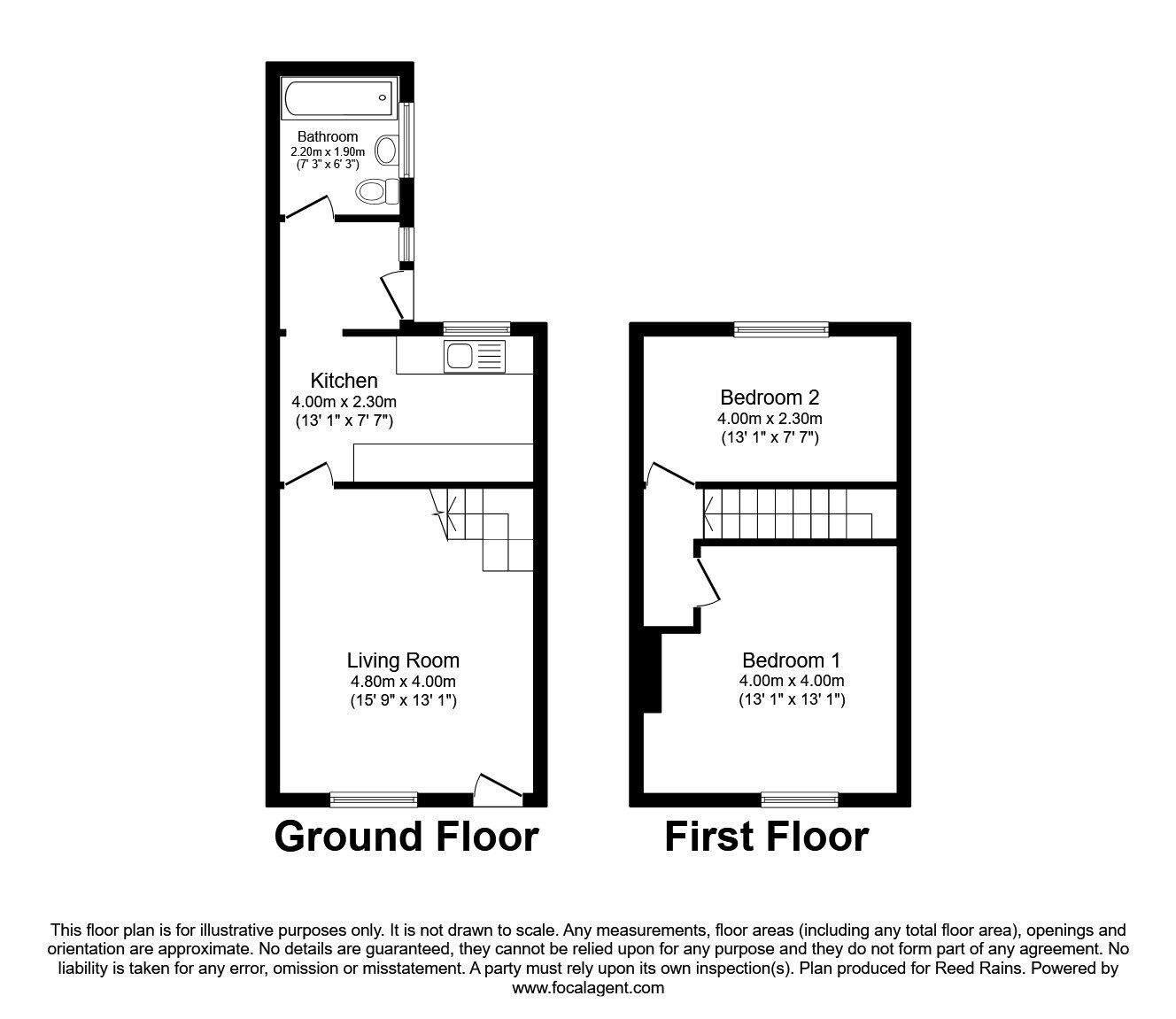 Floorplan of 2 bedroom Mid Terrace House to rent, Cook Street, Whiston, Merseyside, L35