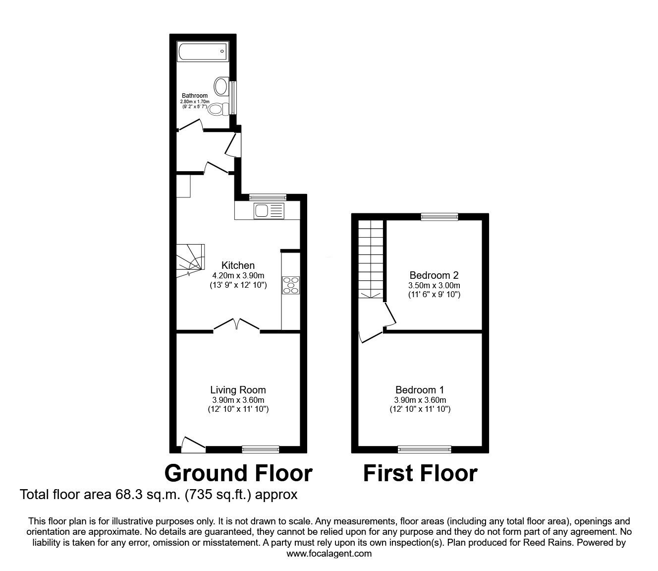 Floorplan of 2 bedroom Mid Terrace House for sale, Columbia Road, Prescot, Merseyside, L34