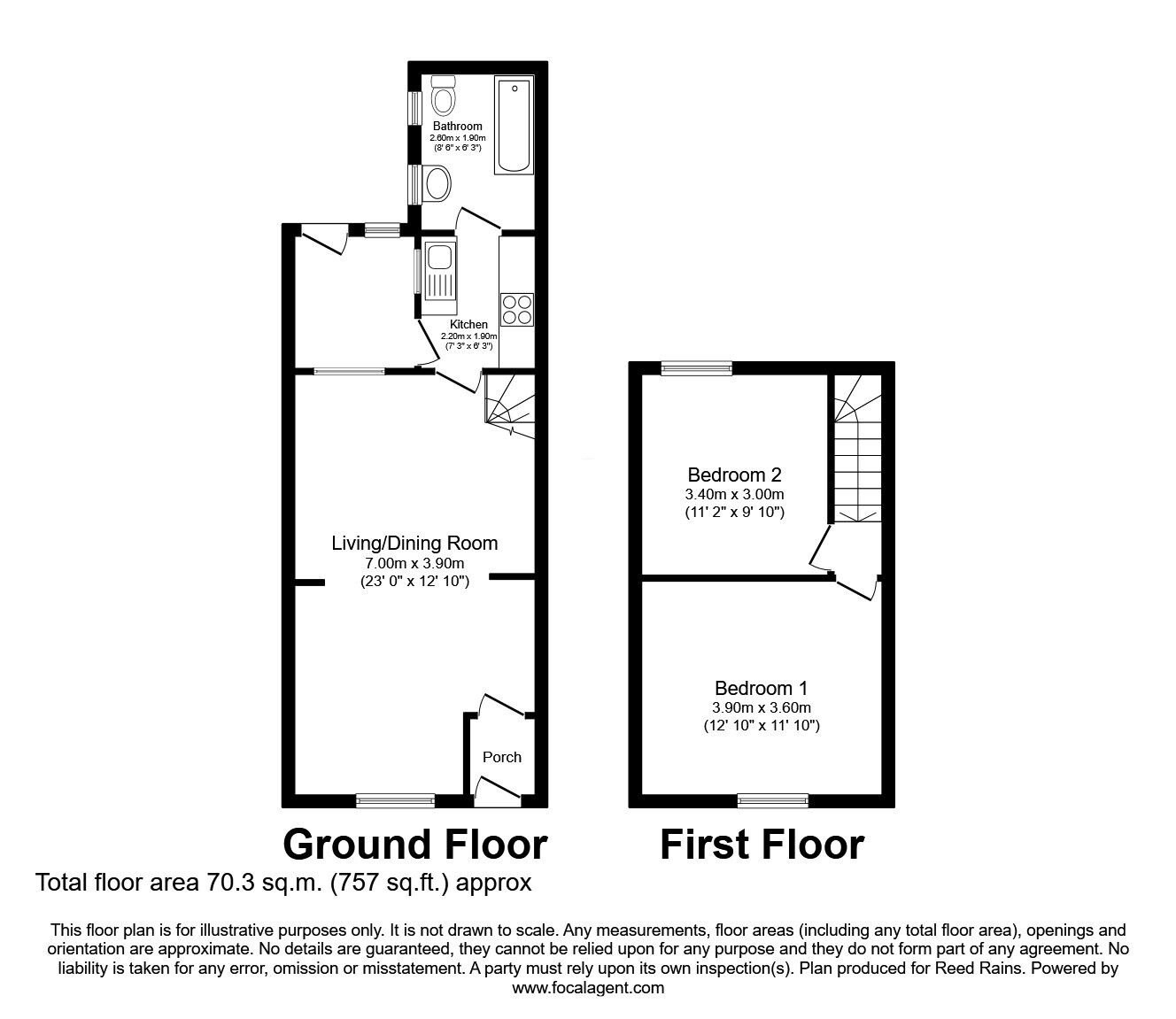 Floorplan of 2 bedroom End Terrace House for sale, Albany Road, Prescot, Merseyside, L34