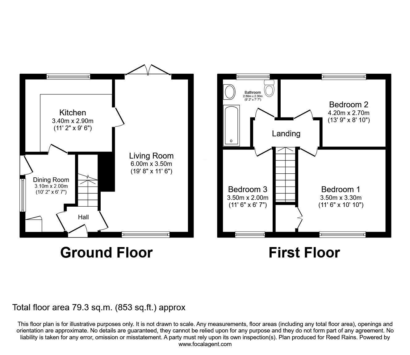 Floorplan of 3 bedroom Semi Detached House for sale, Hughes Avenue, Prescot, Merseyside, L35