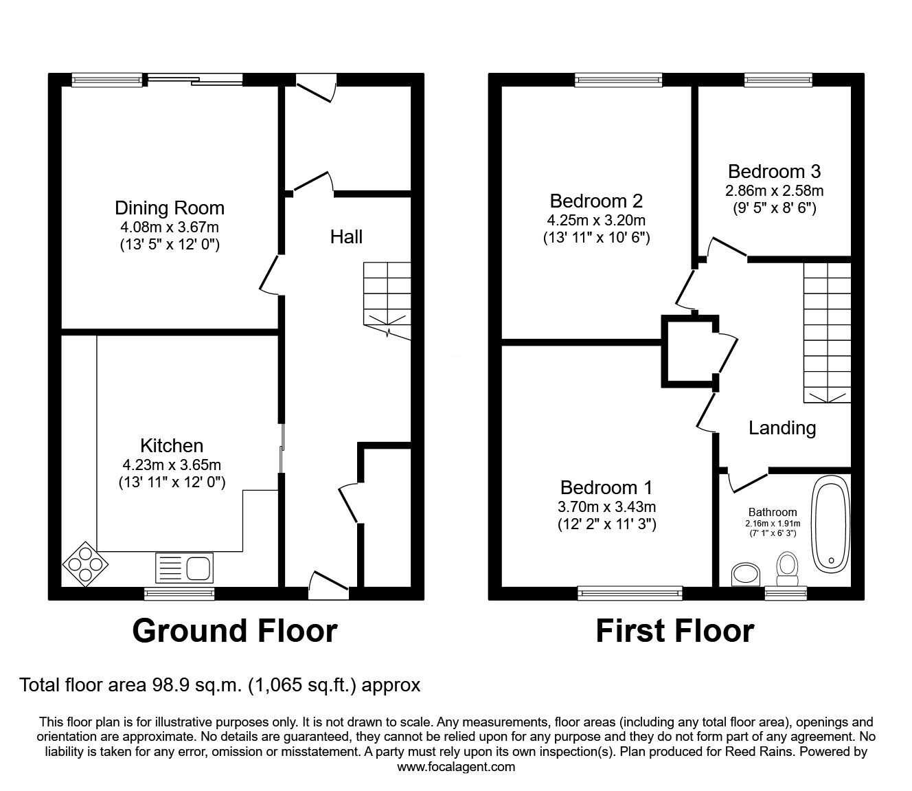 Floorplan of 3 bedroom Mid Terrace House for sale, Martock, Whiston, Merseyside, L35