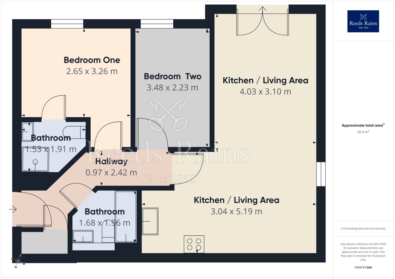 Floorplan of 2 bedroom Flat for sale, Speakman Way, Prescot, Merseyside, L34