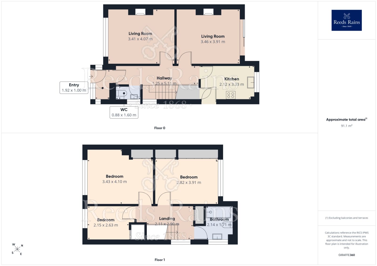 Floorplan of 3 bedroom Semi Detached House for sale, Railton Avenue, Rainhill, Merseyside, L35