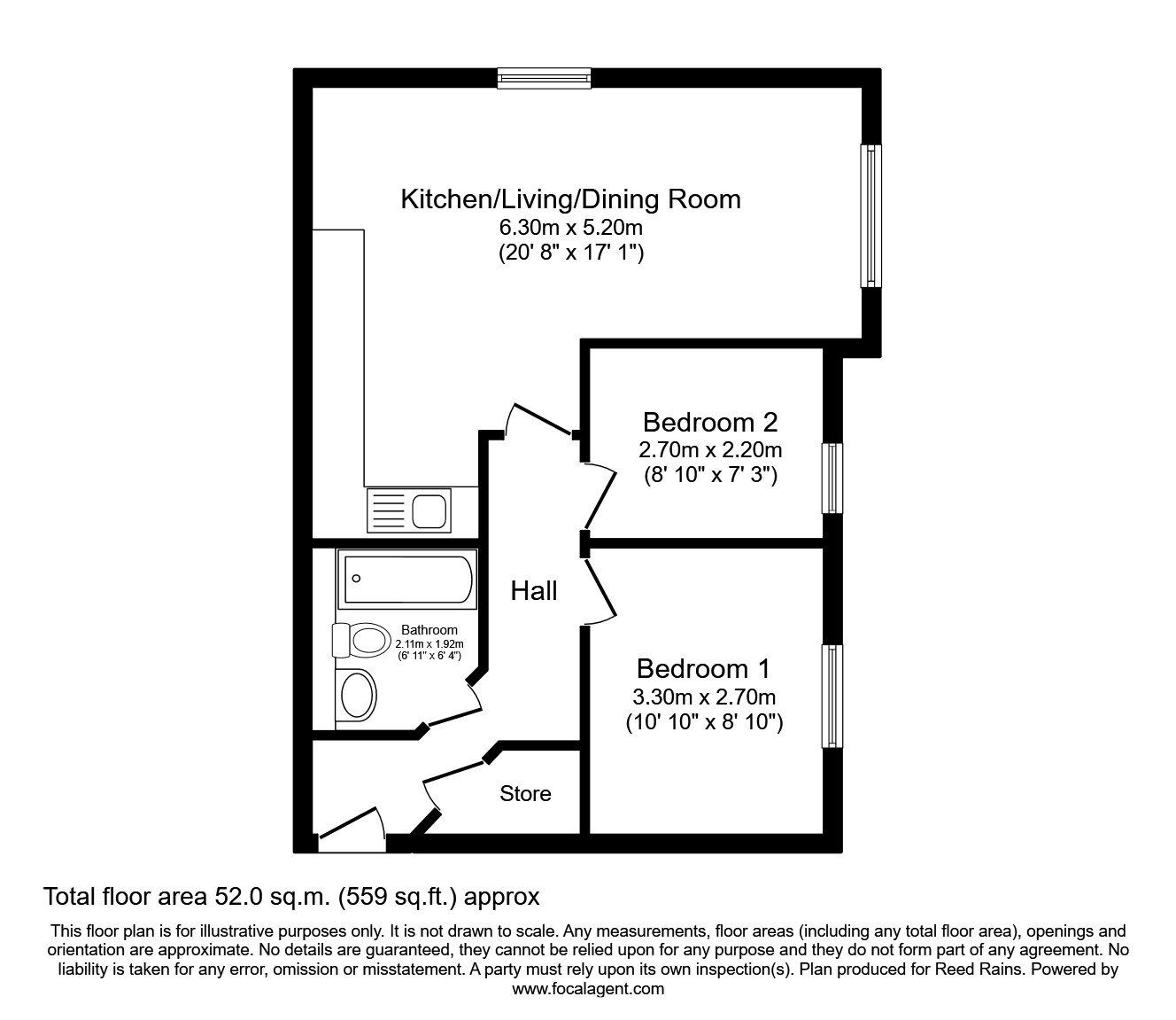 Floorplan of 2 bedroom Flat for sale, Kenneth Close, Prescot, Merseyside, L34
