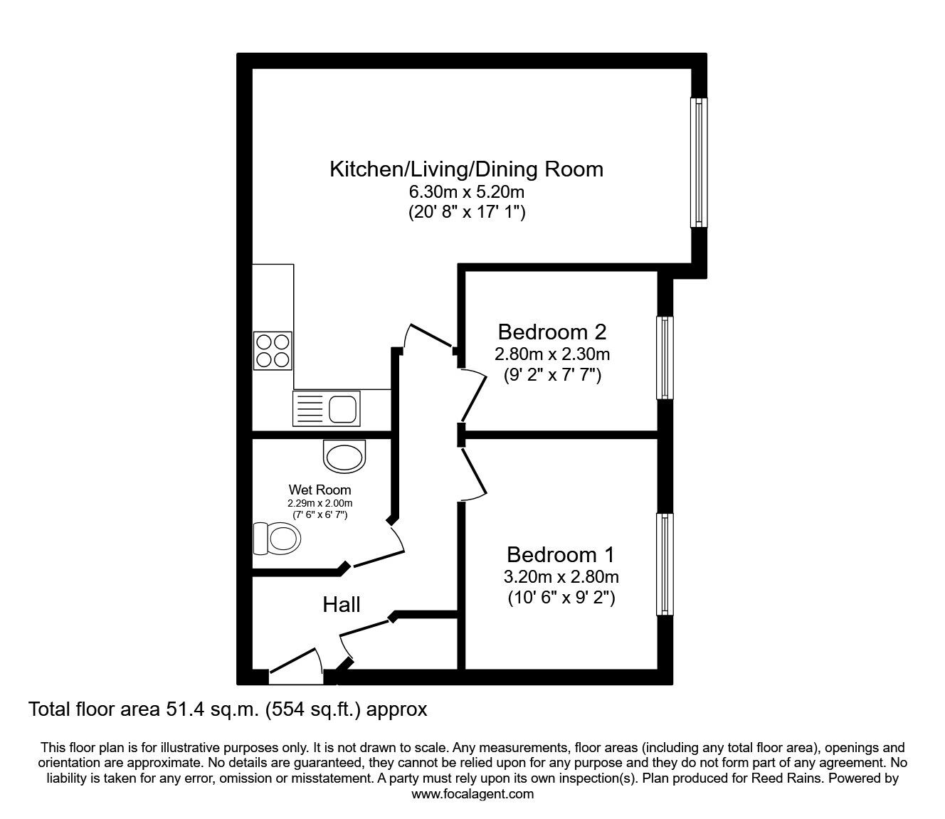 Floorplan of 2 bedroom Flat to rent, Speakman Way, Prescot, Merseyside, L34